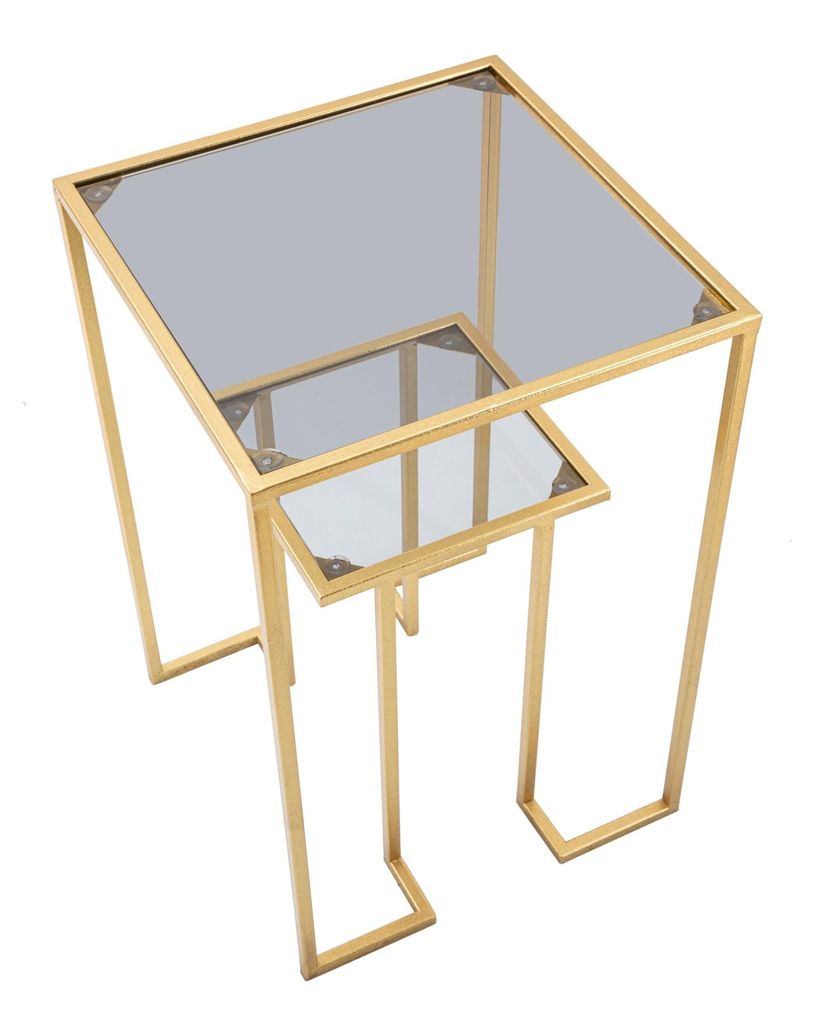 Lerakóasztal, átlátszó üveg, arany - palvine - butopêa